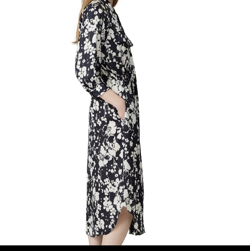 Joie Woman Navy Silk Like Button Print Dress, Size, S - Picture 3 of 14